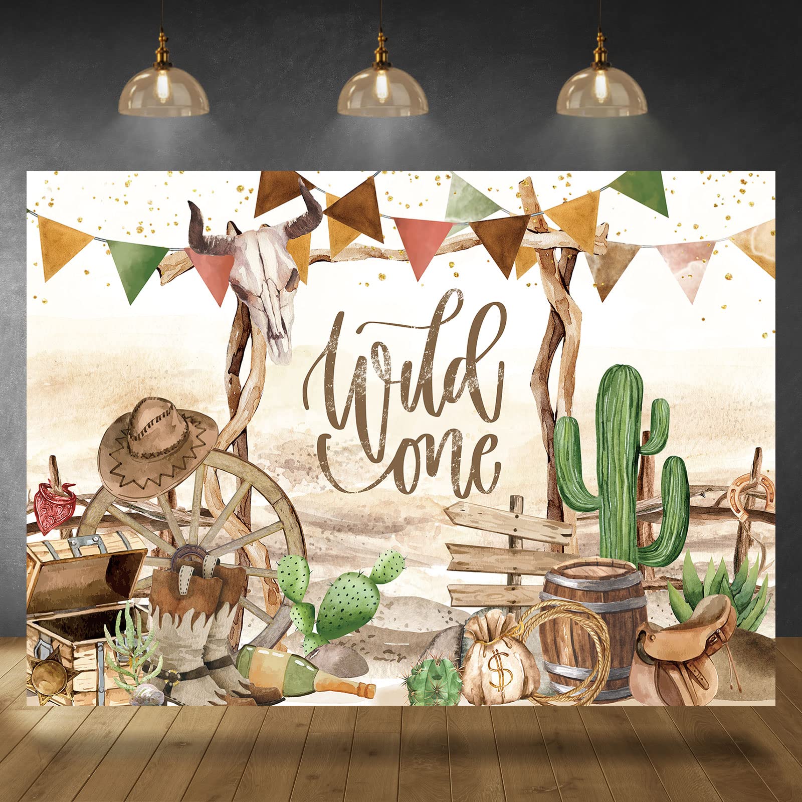Rsuuinu Western Wild One Backdrop 1st Birthday Western Party Supplies Decorations Wild West Cactus Cowboy Photography Background for Kids Boy Children