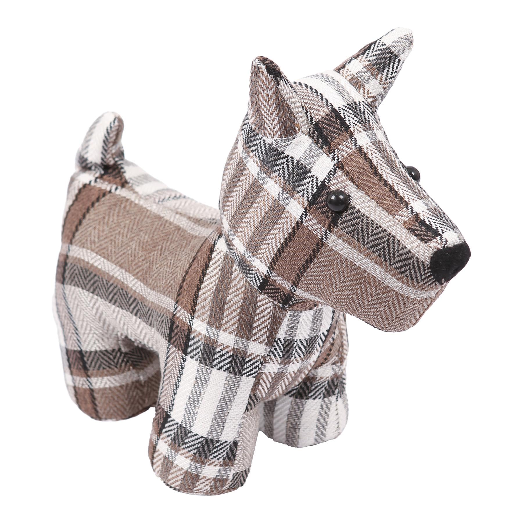 Nicola Spring Bentley Dog Door Stop - 30cm - Brown - Plush Fabric - 1kg Sand Filling