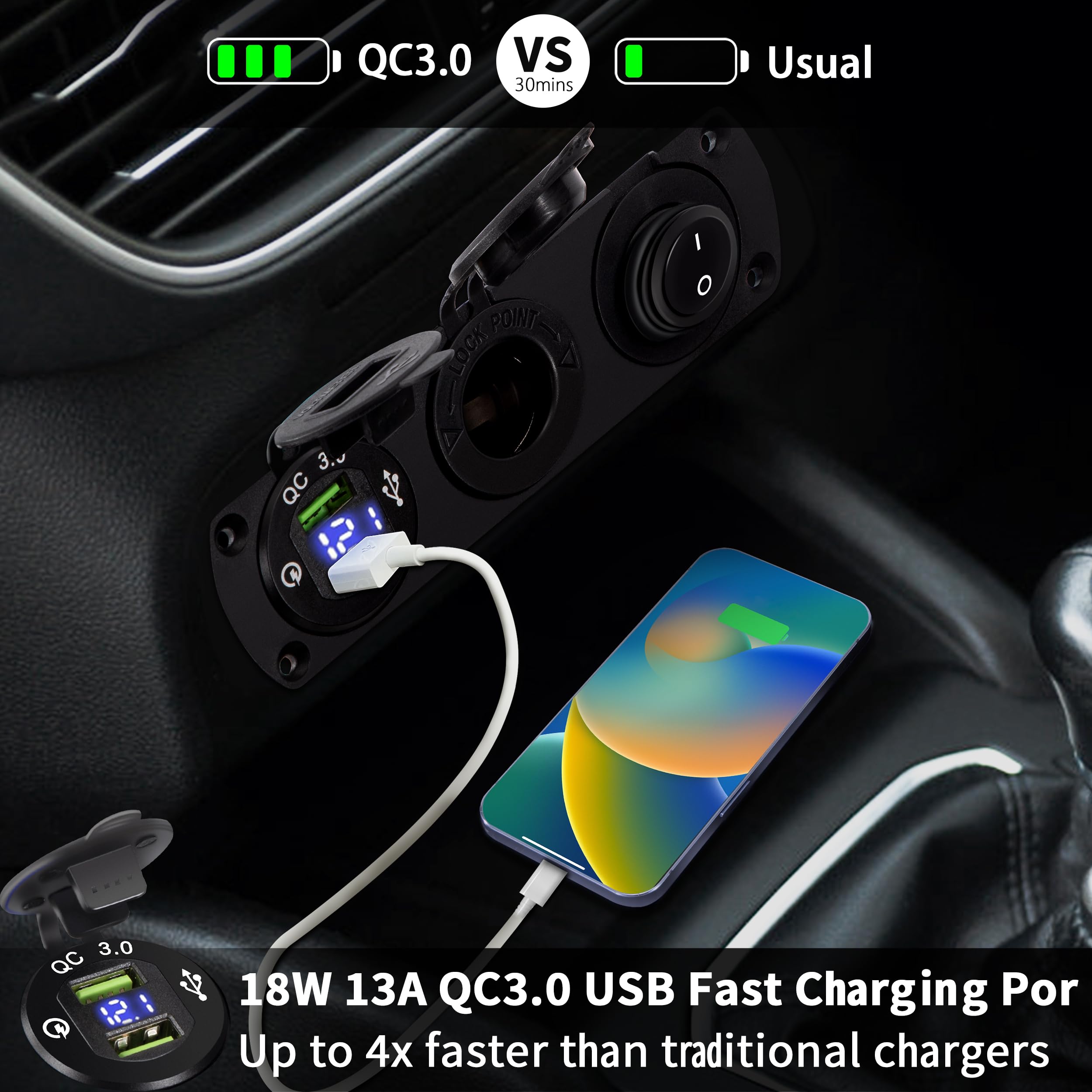 Presa Accendisigari Multi Pannello 12V Presa Di - Foto 6