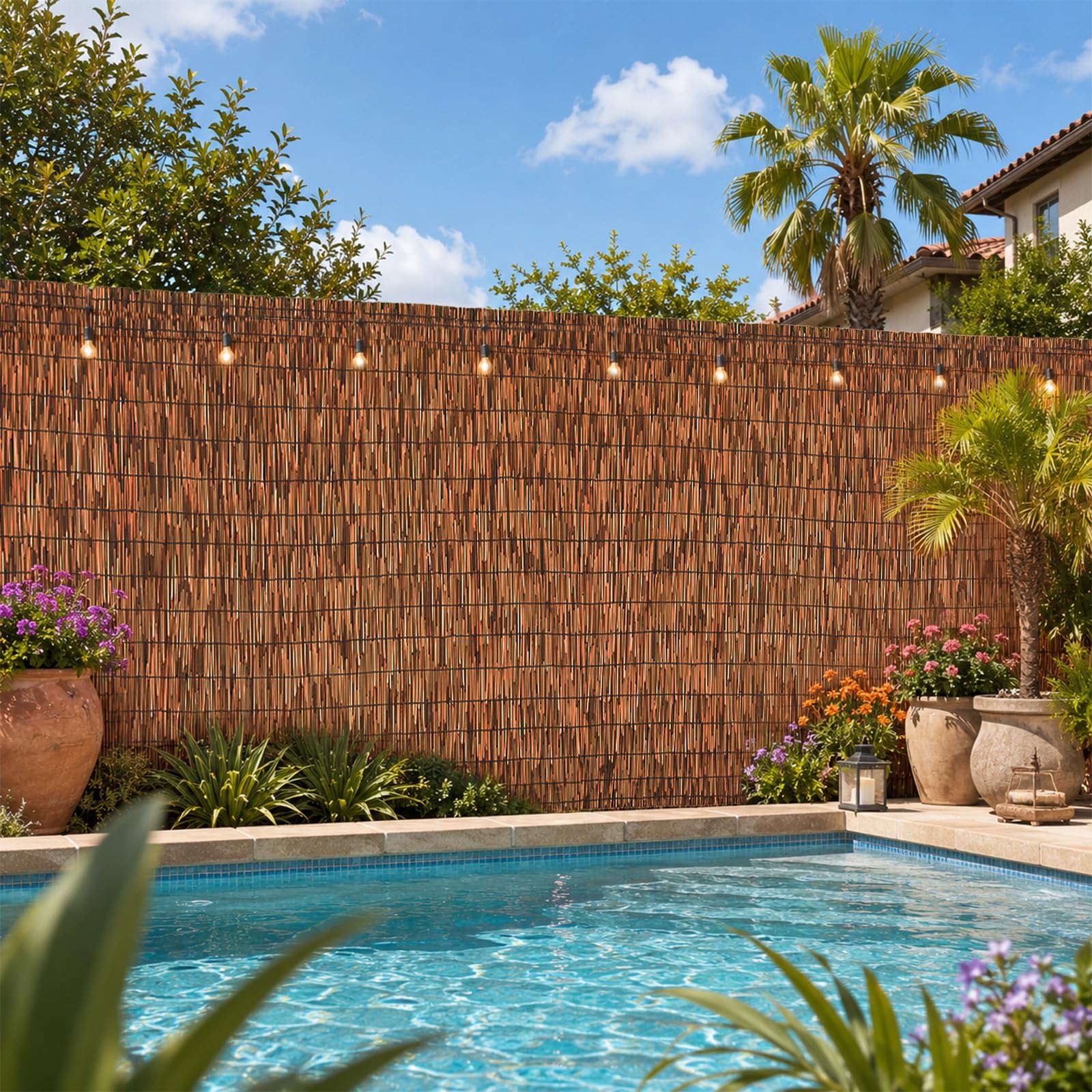 Photo 1 of SHYDZYYC Brown 5FT X16.4FT Reed Fencing Roll Bamboo Privacy Fence Screen