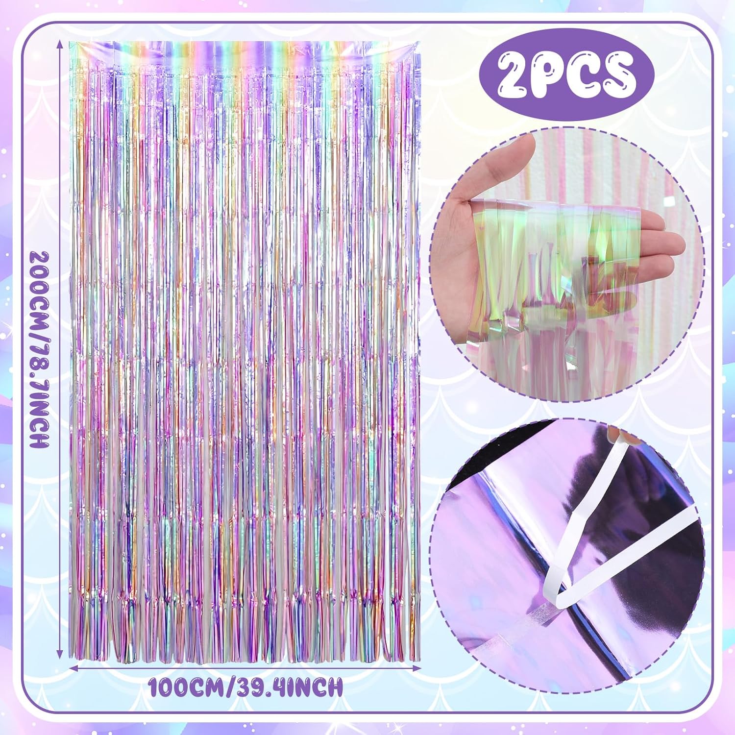 Thyle 5 Pcs Large Mermaid Party Decorations Photo Props Stand up Under the Sea Party Decorations Mermaid Tail Waterweed Cutouts Foil Fringe Curtain for Summer Ocean Birthday Baby Shower Favor