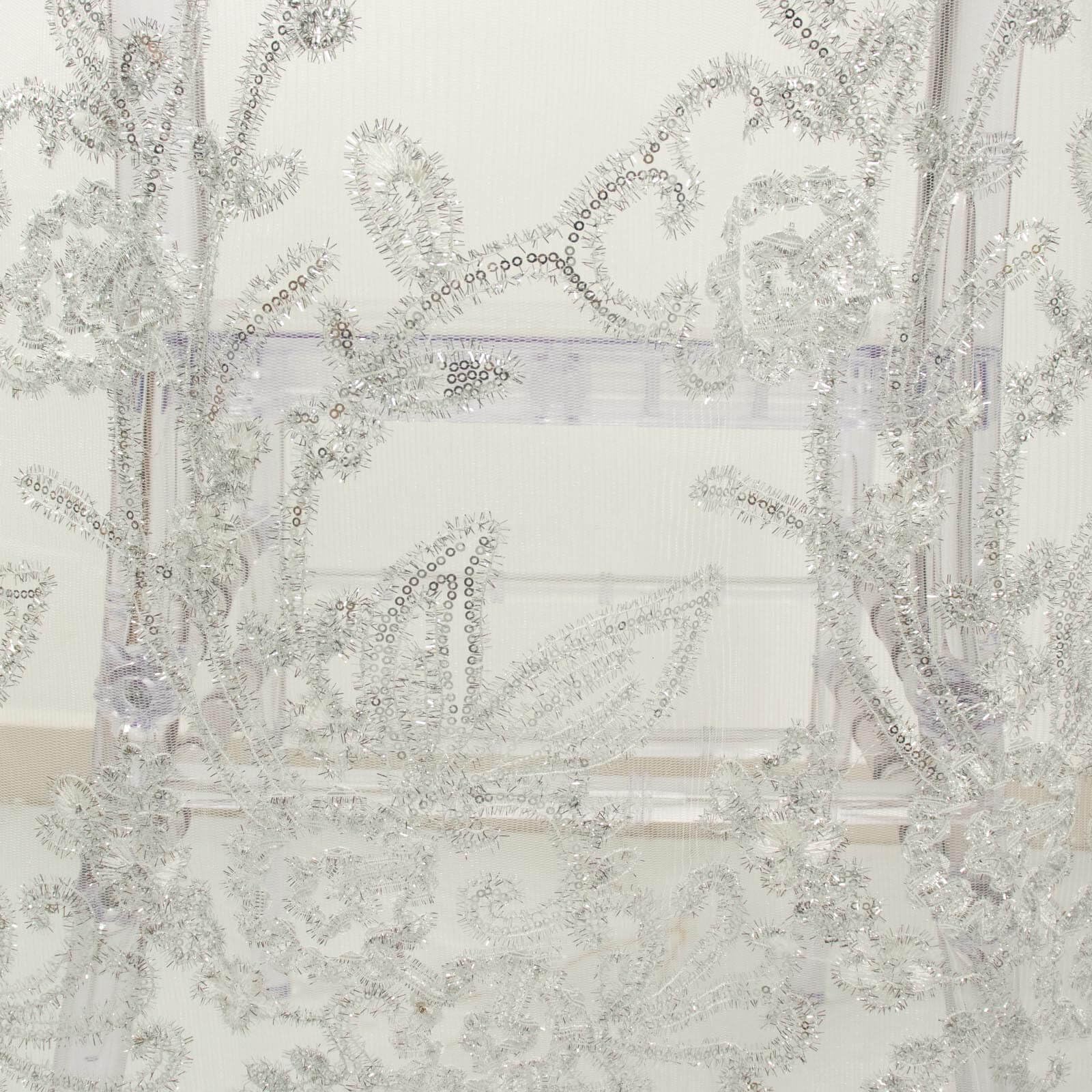 Tableclothsfactory White Organza Floral Sequin Embroidered Wedding Chiavari Slipcover, Wedding Chair Back Lace Cover