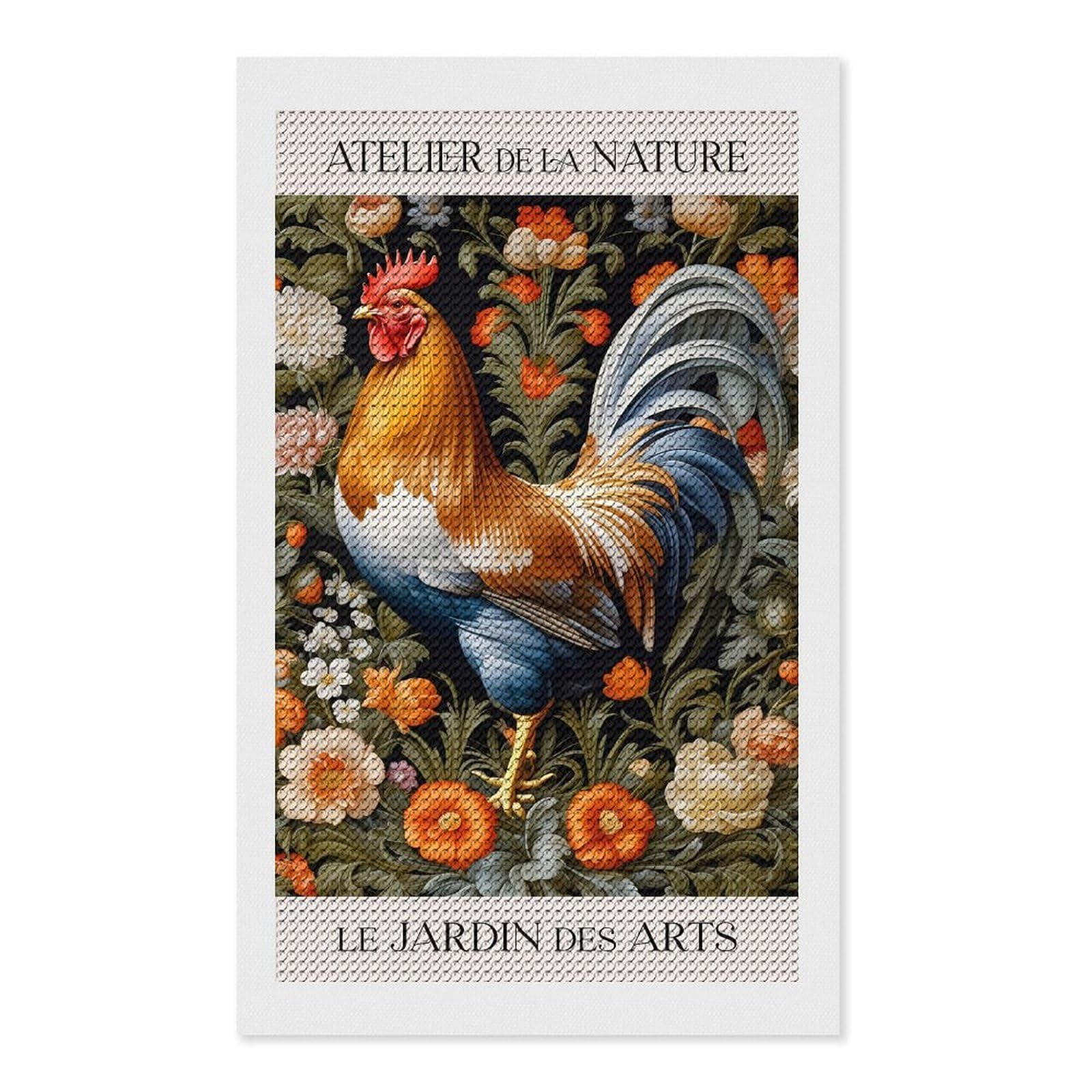 Junmoney Rooster in Nature Diamond Painting Canvas Set 12"x20", for Adults, Sparkling Round Gems, Thoughtful Handmade Gift, Modern Decor
