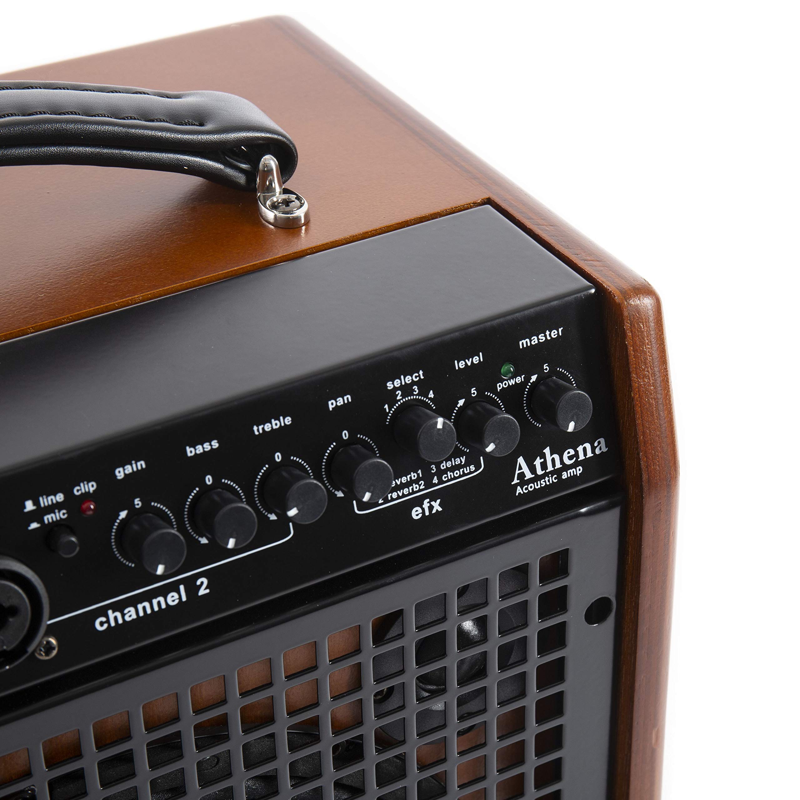 Fame Athena 50W Akustikgitarren-Verstärker, 2-Kanal Combo, Integrierte Effekte, 8" Lautsprecher, Reverb, Aux-Eingang, Recording-Ausgang, Geeignet für Gesang