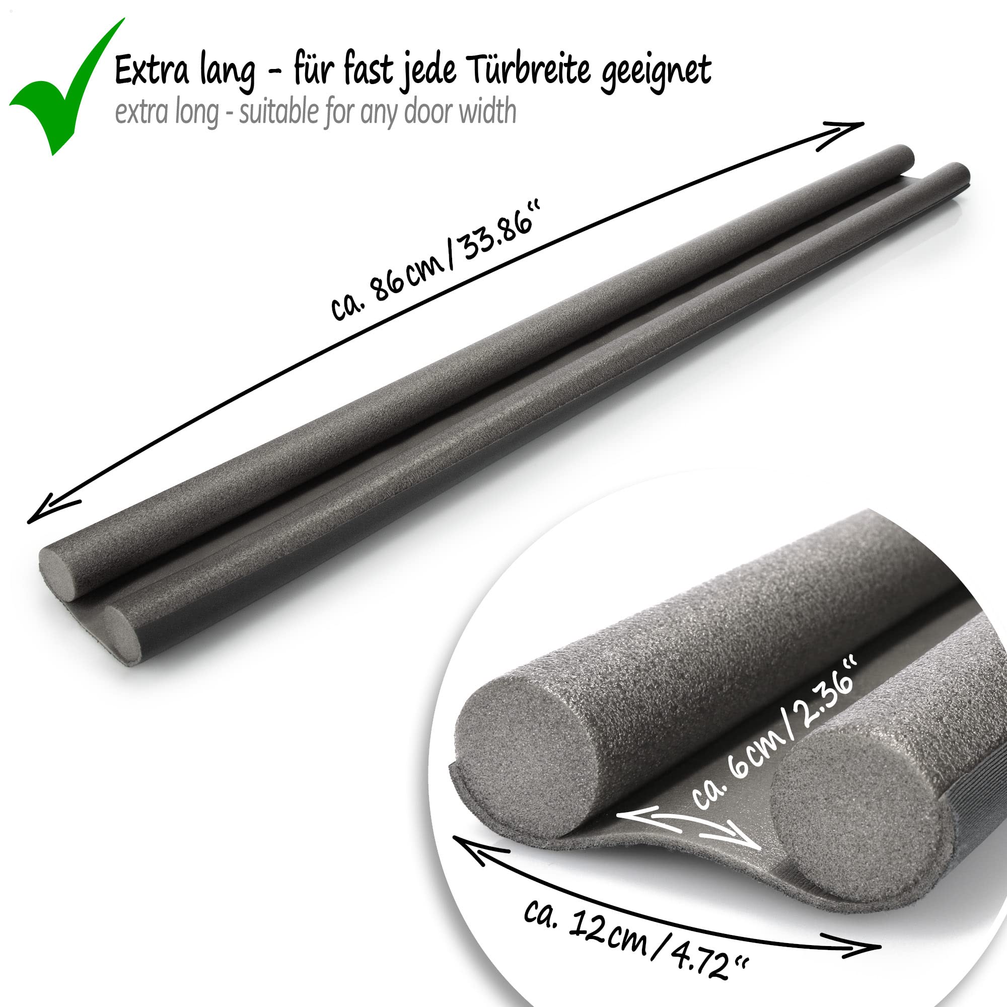 COM-FOUR® 2x paraspifferi per la porta - guarnizione inferiore della porta - paraspifferi con doppia guarnizione - protezione da correnti d'aria e rumore - 86 cm