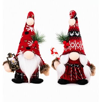 Knitted Christmas gnomes without face gnome figures pair 24 cm