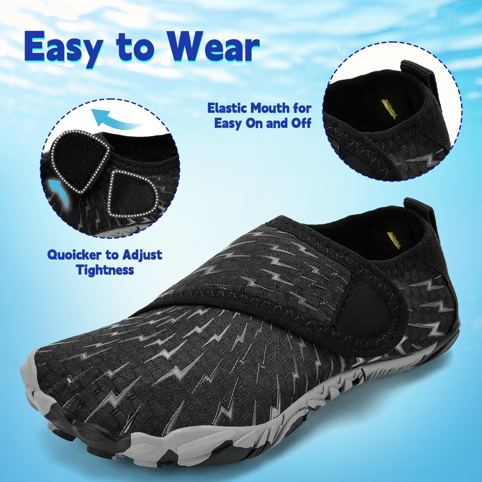 Zapatos de agua para niños y niñas, puntera ancha, secado rápido, transpirables, antideslizantes, para natación, playa, piscina, kayak, senderismo, arena, caminar, viajes, esenciales (niño pequeño