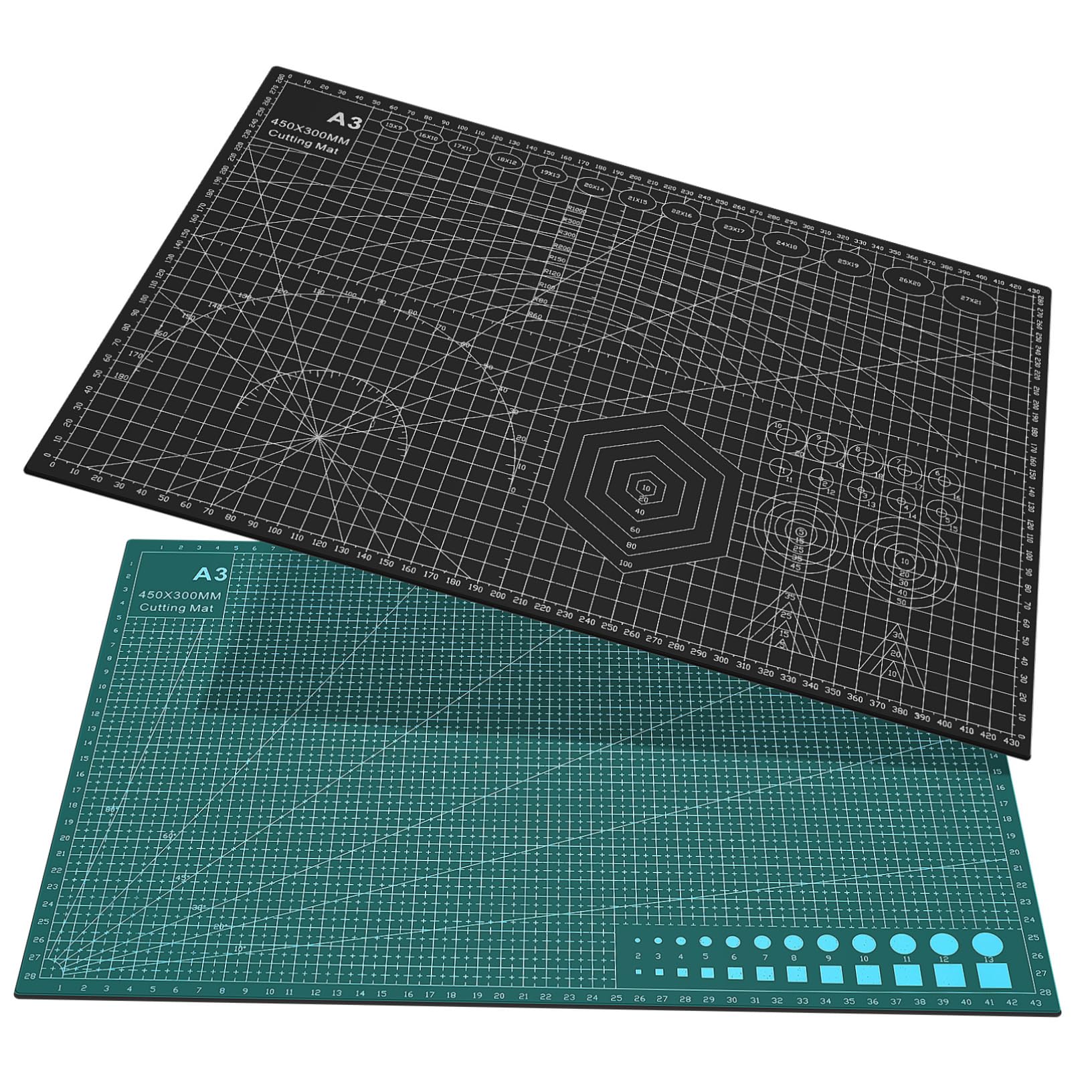 Housoutil 2 Stück Bastel Schneidematten aus Pvc Doppelseitig Verstärkt für Nähen Patchwork und Heimwerken