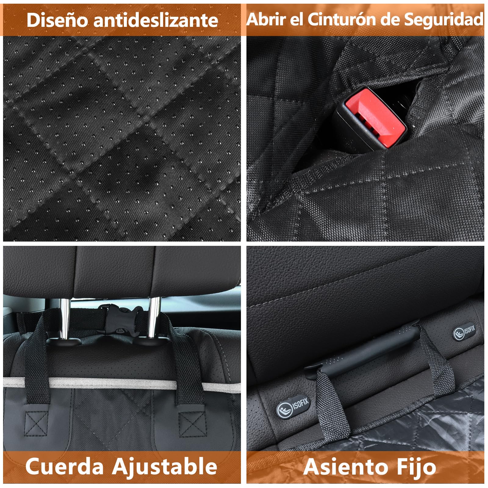 Alfheim Funda Coche Perro Asiento, Impermeable y Antideslizante, Resistente a los arañazos Duradero Lavable Protector de Asiento Trasero, Universal para Coche, Camiones, SUV