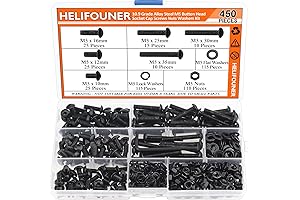 450 Pieces M5 Screws Kit, Fully Threaded, Black