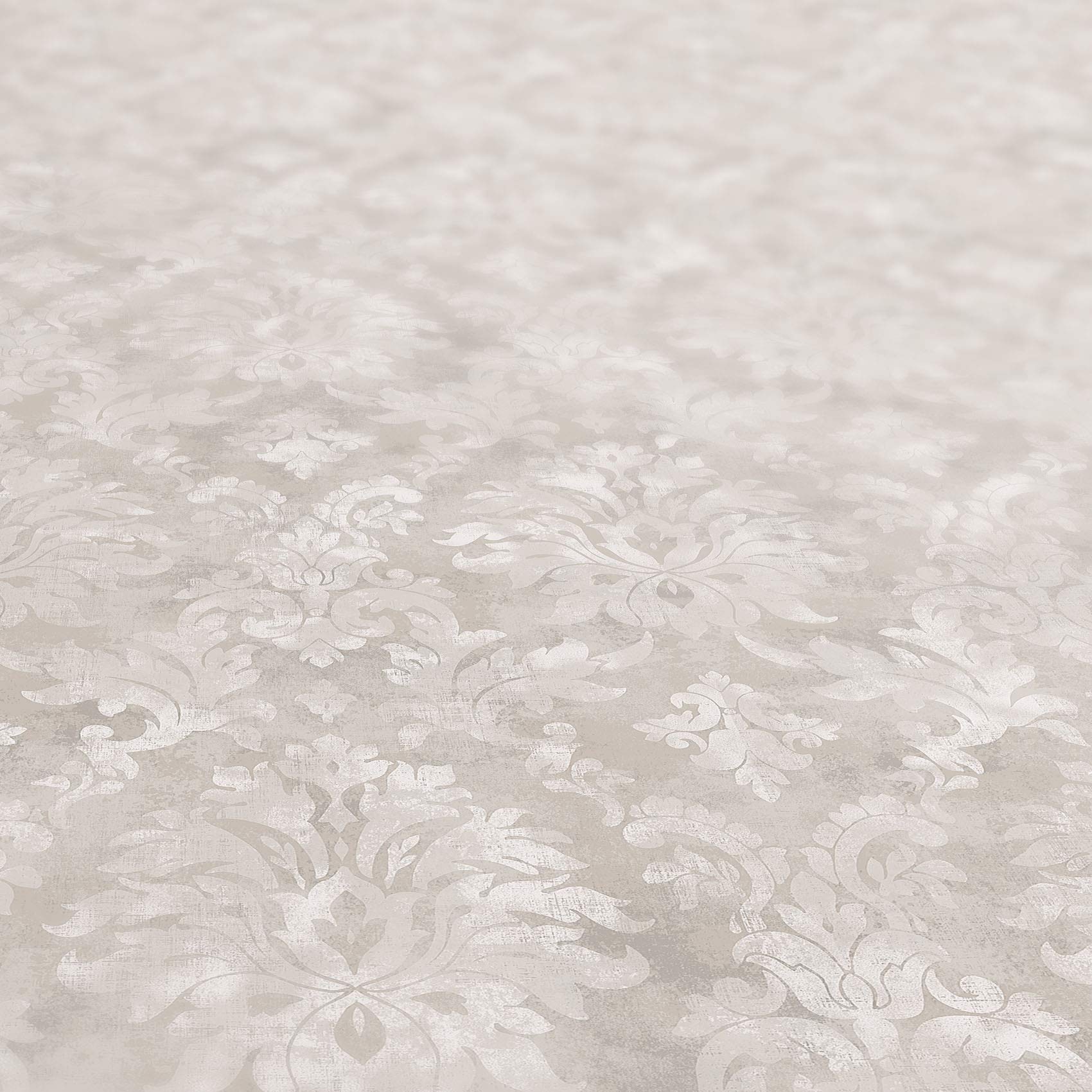Nappe en Toile cirée Lavable pour Le Jardin, de Forme Ronde, Ovale ou rectangulaire, pour l'intérieur et l'extérieur, Motif Baroque vrillé, Beige-Gris Clair, Ovale, 240 x 140 cm, avec Ourlet, Bordure