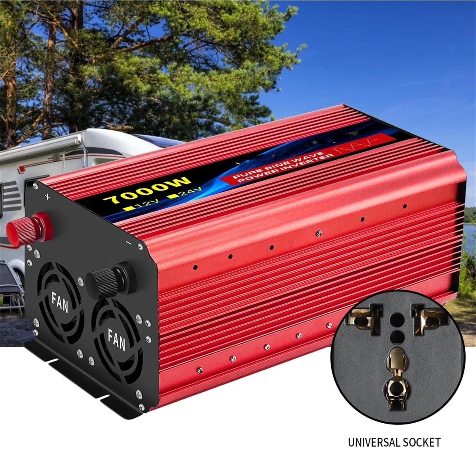 Inversor Inversor De Onda Sinusoidal Pura Cargador Adaptador Universal 1000 W-4000 W CC 12 V/24 V A CA 220 V 50 Hz Inversor Onda Pura(24V 1000W 220V)