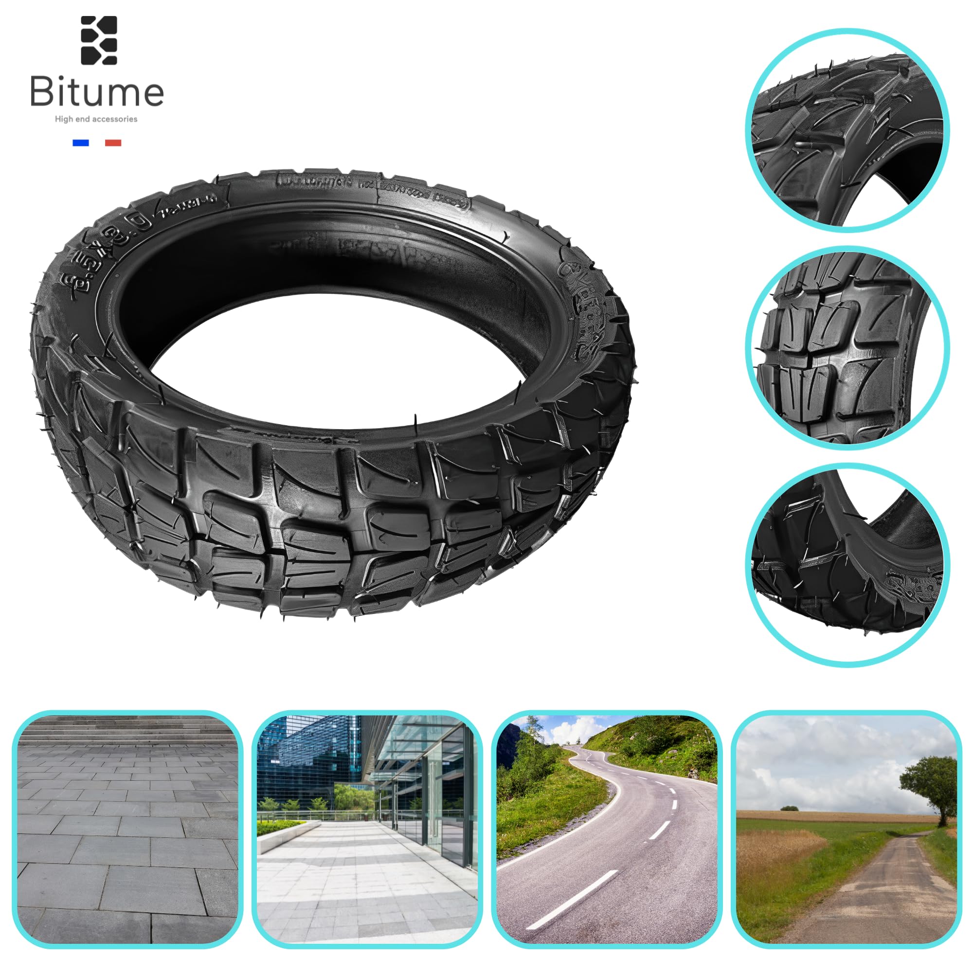 BITUME | Pneus Semi Off Road pour Trottinette Électrique Dualtron Mini et Speedway Léger | 2x Pneus 8.5x3 Pouces (161mm) pour Trottinette Électrique Roue Avant et Arrière | Anti Dérapant | Pack x2