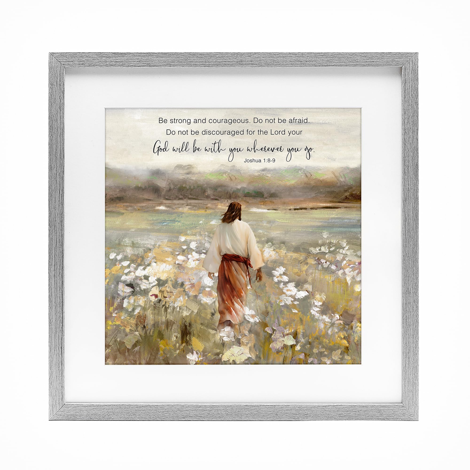 Stupell Industries 'God With You Wherever', Framed Print Under Glass, Gray, 13 x 13 Inches, Easy to Hang and Sturdy, Made in USA, by Sally Swatland