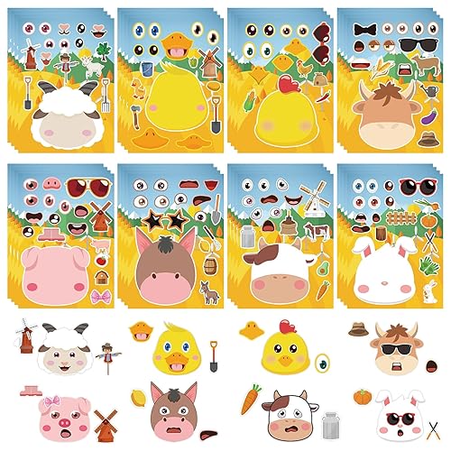 32 Sheets Make Your Own Farm Animal Stickers, Creative Fun
