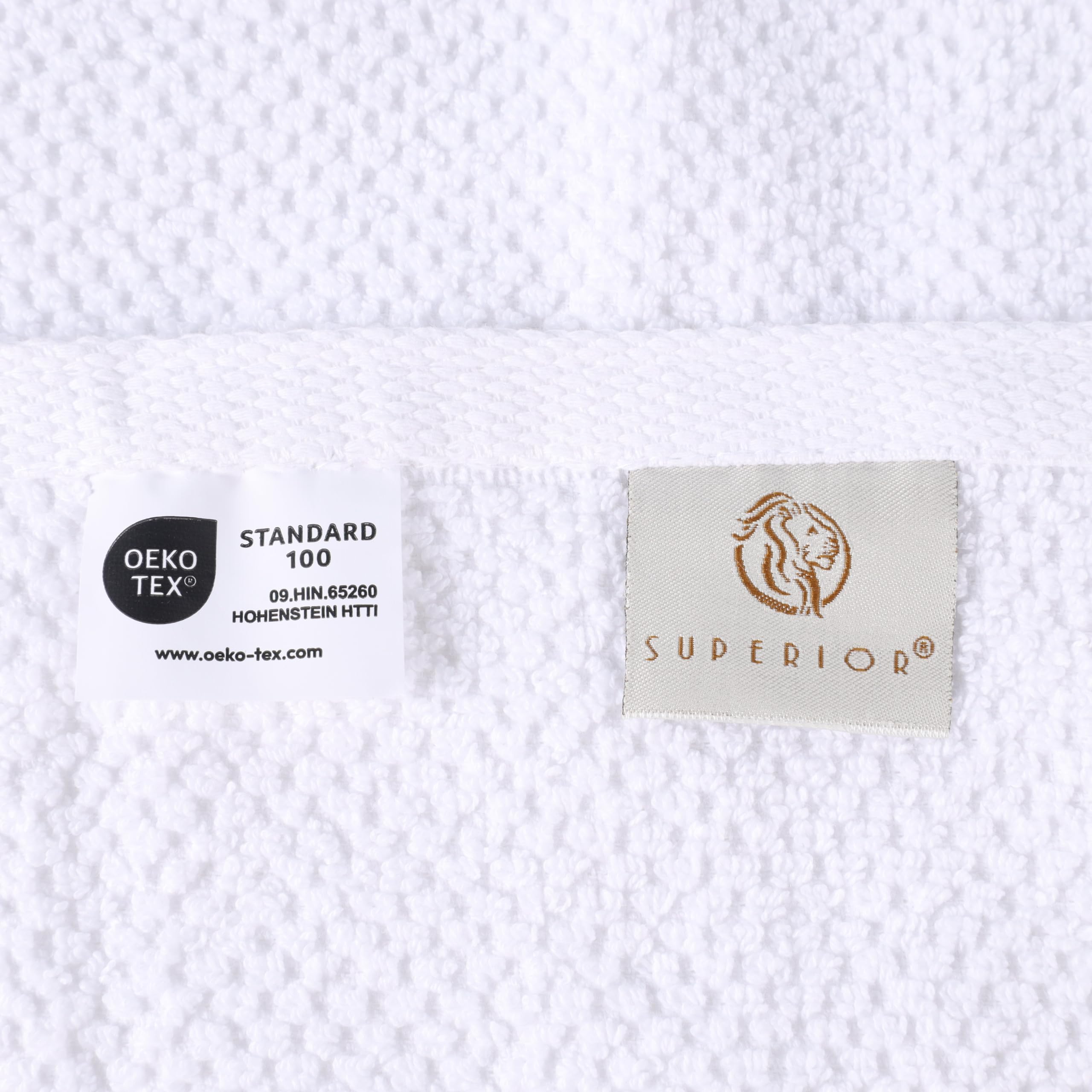 Superior Medallion Lot de 12 débarbouillettes en coton absorbantes, jacquard texturé, séchage rapide, douche, spa, cuisine, essentiels de salle de bain, petites serviettes, blanche-turquoise