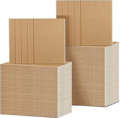 Handepo Paquete de 100 cuadernos de papel kraft A5 de 60 páginas rayadas, cuadernos rayados, cuadernos de tapa suave, bloc de notas de composición