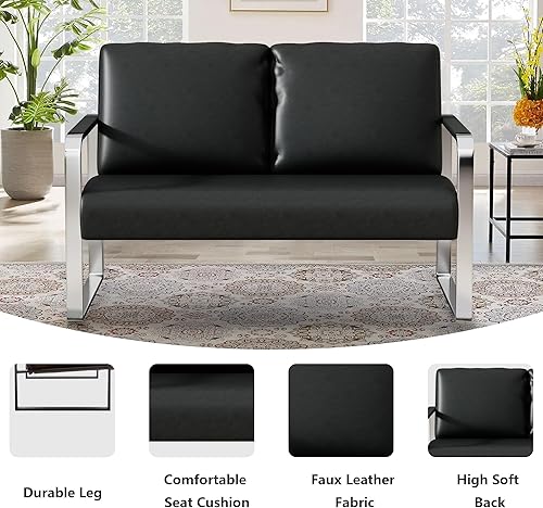 Miniatura 6 de Love Seat, sofá pequeño para sala de estar, sofá biplaza gris, sofá pequeño para espacios pequeños con cojín acolchado, asientos de dos plazas