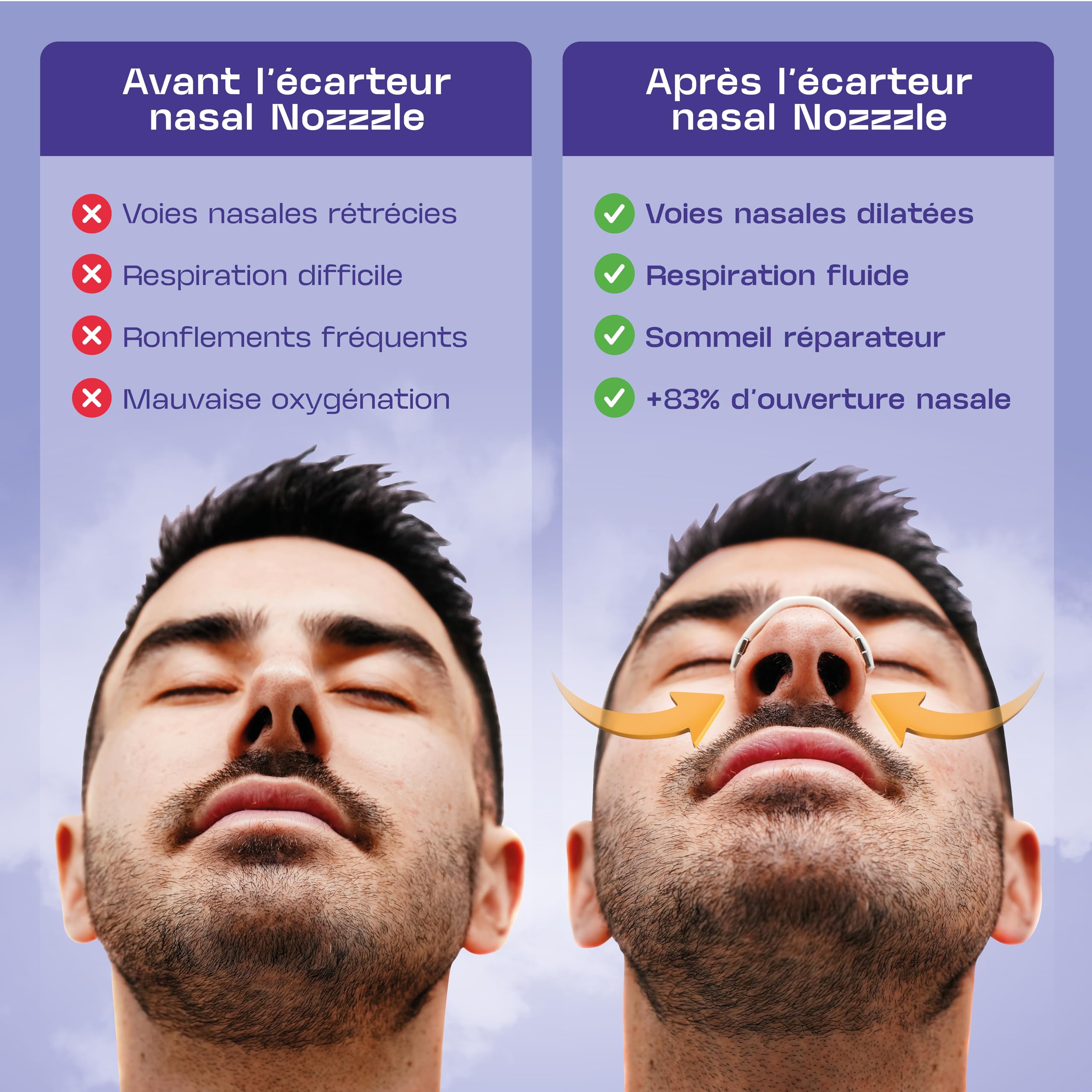 Écarteur Nasal Magnétique Anti Ronflement & 90 Patchs - Bande avec Aimant Puissant pour Respiration Efficace par le Nez - Bandelettes Adhésives - Dilatateur pour Sommeil et Sport - Alternative Strips