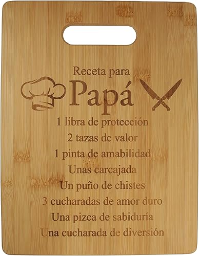 Receta Para Papa Recipe Dad - Tabla de cortar de bambú grabada con láser, boda, inauguración de la casa, aniversario, cumpleaños, día del padre,