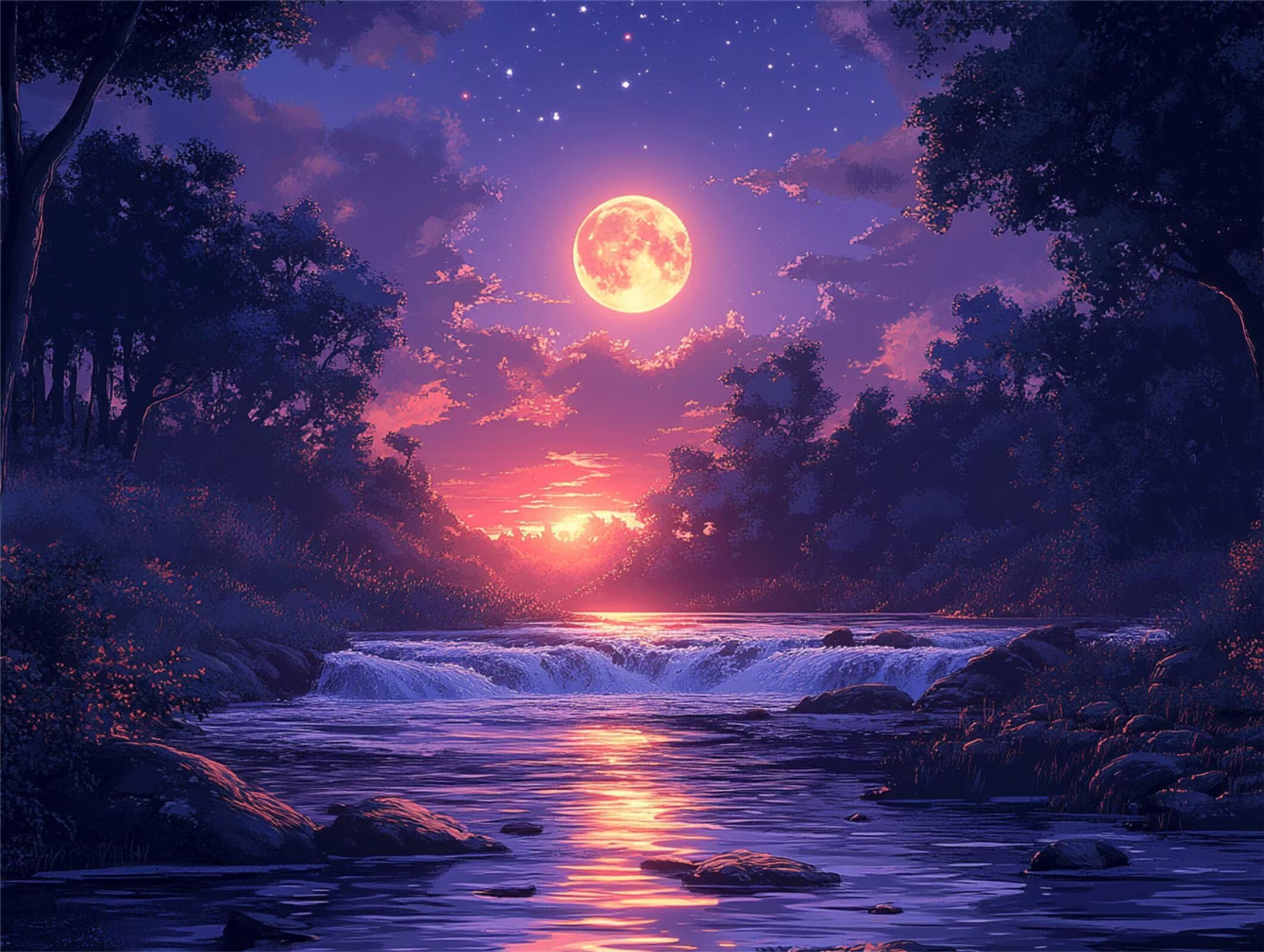 Puzzle 2000 sztuk 99x70 cm, puzzle dla dorosłych księżyc krajobraz, n-849