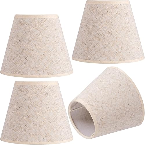Paquete de 4 pantallas de lámpara de lino natural, pantallas de tambor de 5.9 pulgadas superior x 9.8 pulgadas inferior x 7.8 pulgadas de alto, disponible en Yaxa Venezuela