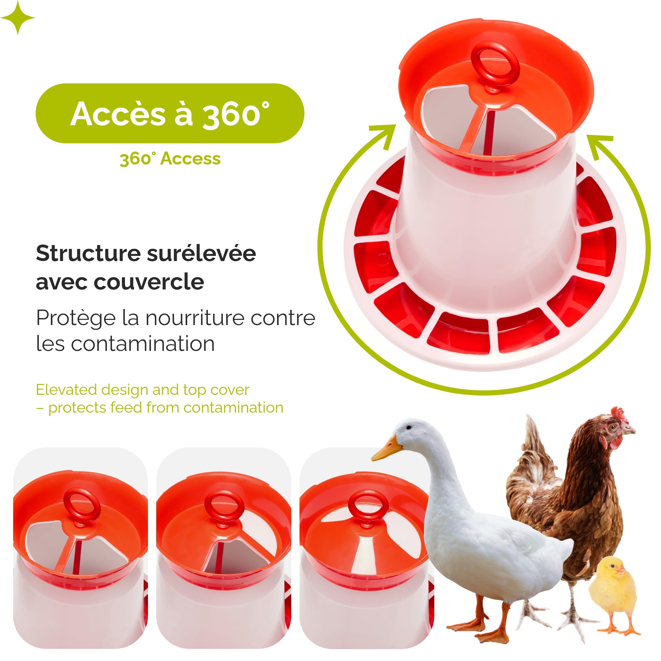 Mangeoire Anti Nuisible à Trémie: Poule, Volaille - Vive L'elevage