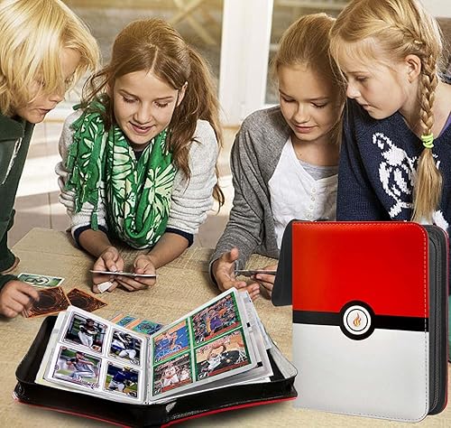 Miniatura 5 de Carpeta de tarjetas para tarjetas intercambiables, 4 bolsillos, 50 fundas extraíbles, 400 tarjetas con cremallera, carpetas portátiles de tarjetas,