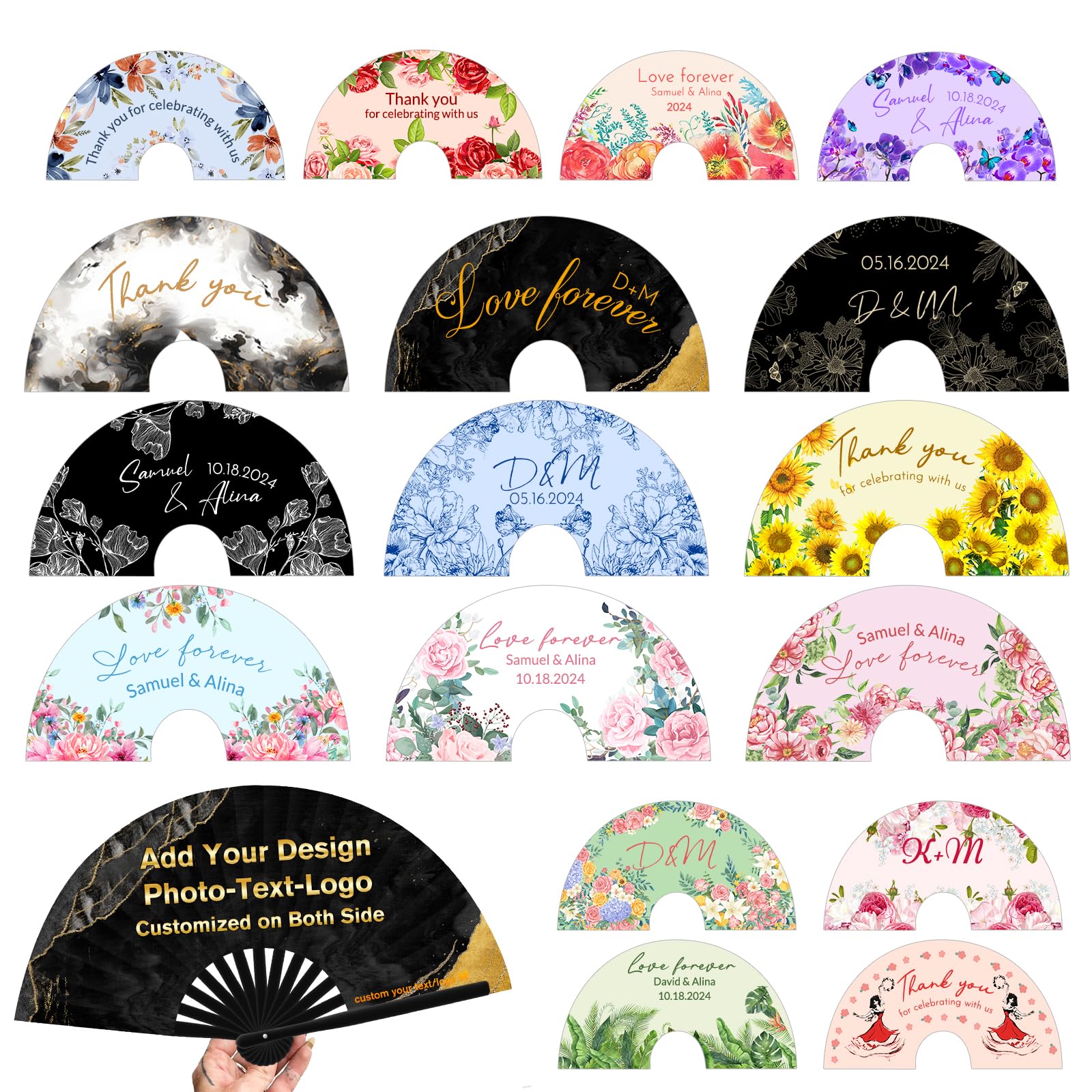 GBVllexuii Personalized Fans for Line Dancing Custom Clack Fan Boots on The Ground Hand Fan Customized Photo Text Logo Wedding Party Cosplay 13in