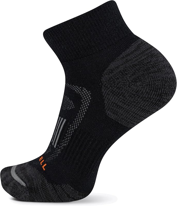 Merrell Unisex Men's and Women's Zoned Cushioned Wool Hiking Ankle Socks - Breathable Arch Support
