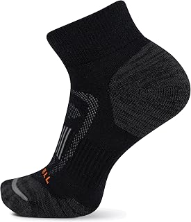 Merrell Unisex Men's and Women's Zoned Cushioned Wool Hiking Ankle Socks - Breathable Arch Support