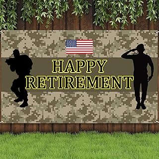 4x6Ft Camouflage Happy Retirement Backdrop Banner,Military Retirement Party Decoration