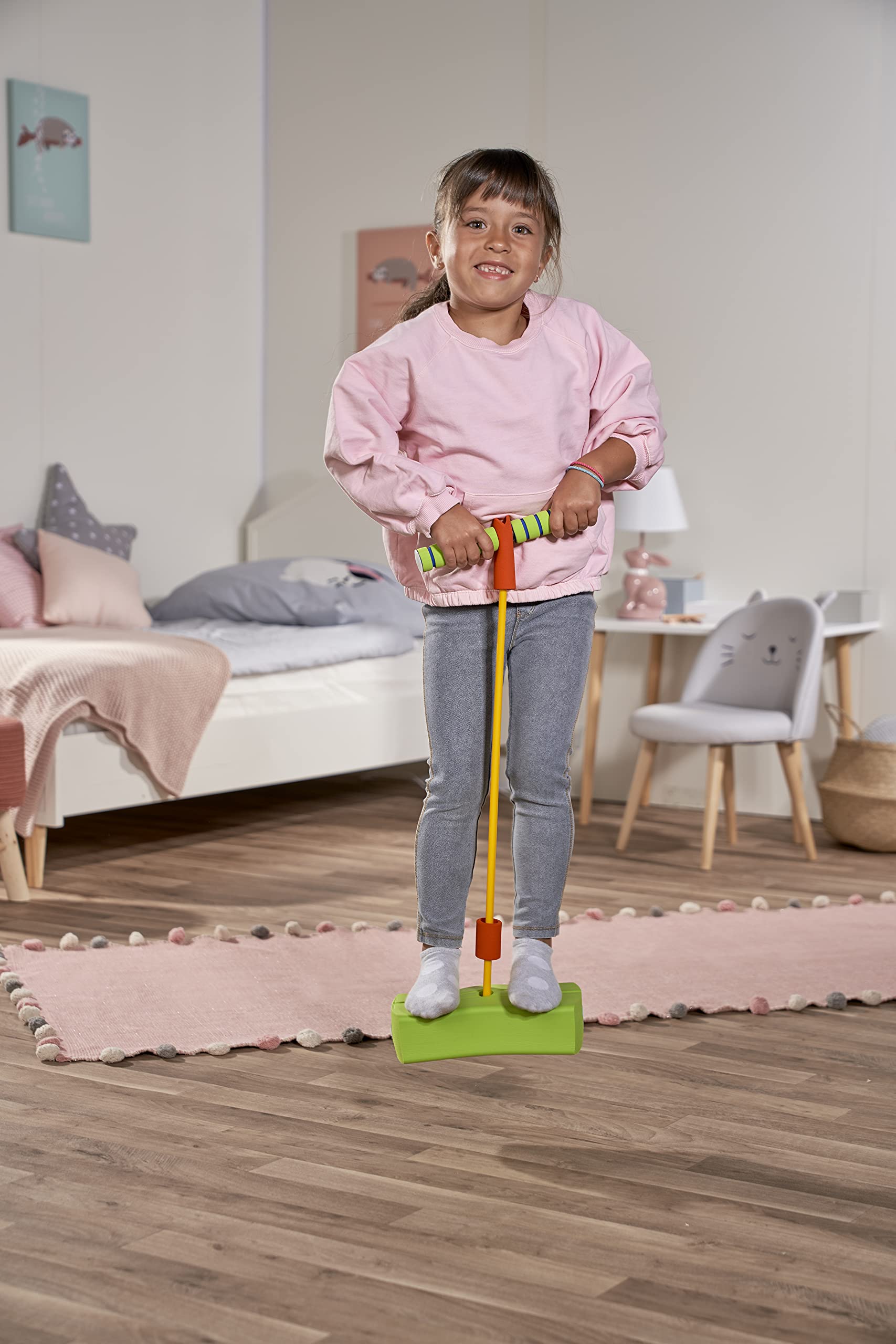 Simba 107306087 - Pogo Jumper, extra weiche Sprungplattform, Springen, Hüpfen, Stelzen, Gartenspielzeug, Outdoor, mit Quietscher, 40-90cm, ab 3 Jahren (Packung mit 2)