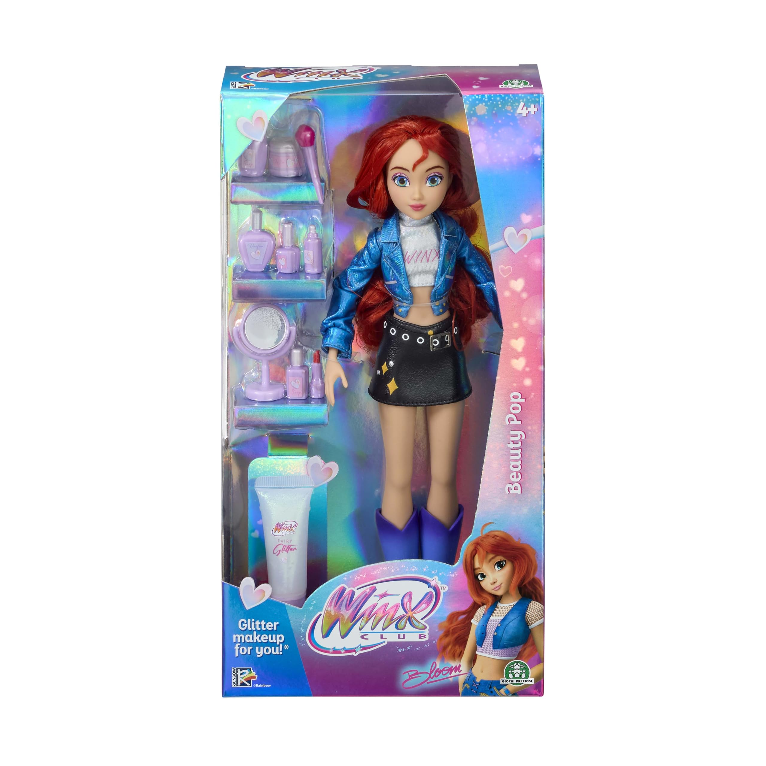 Winx Club Beauty Pop Doll Bloom with Fashion Concert Outfit & Glitter Gel - Poupée de fée entièrement articulée avec Accessoires de beauté - Jouet Officiel pour Filles - Âge 4+