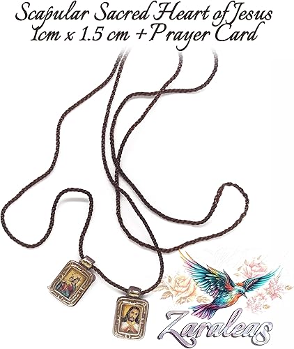 Miniatura 3 de Escapulario Católico Marco Acrílico Icono Rectangular Escapulario Hecho a Mano del Sagrado Corazón de Jesús, Sagrada Virgen del Carmen, Sagrada