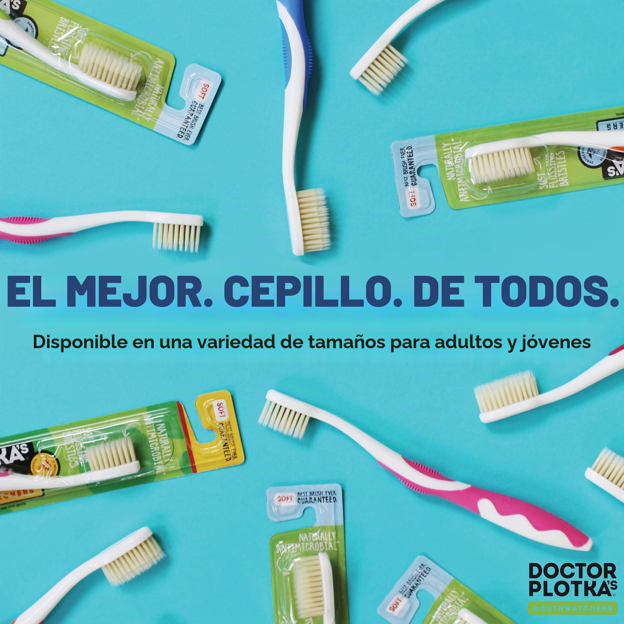 MOUTHWATCHERS Dr Plotkas - Cepillo de dientes manual suave para adultos, ultra limpio, bueno para dientes y encías sensibles, multicolor, paquete de 12