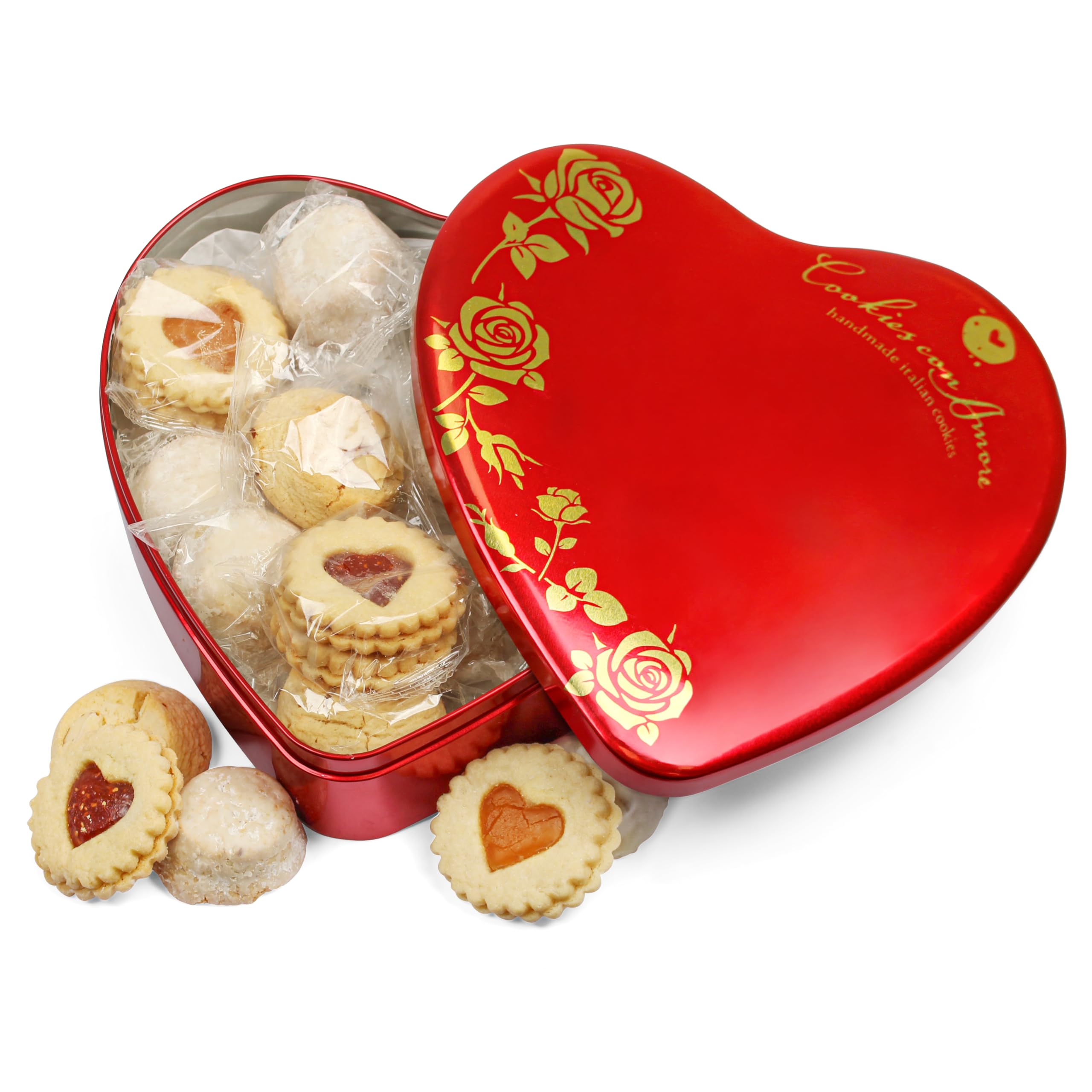 Amazon.com: Romantic Cookie Gift Heart Shaped Red Tin With 5