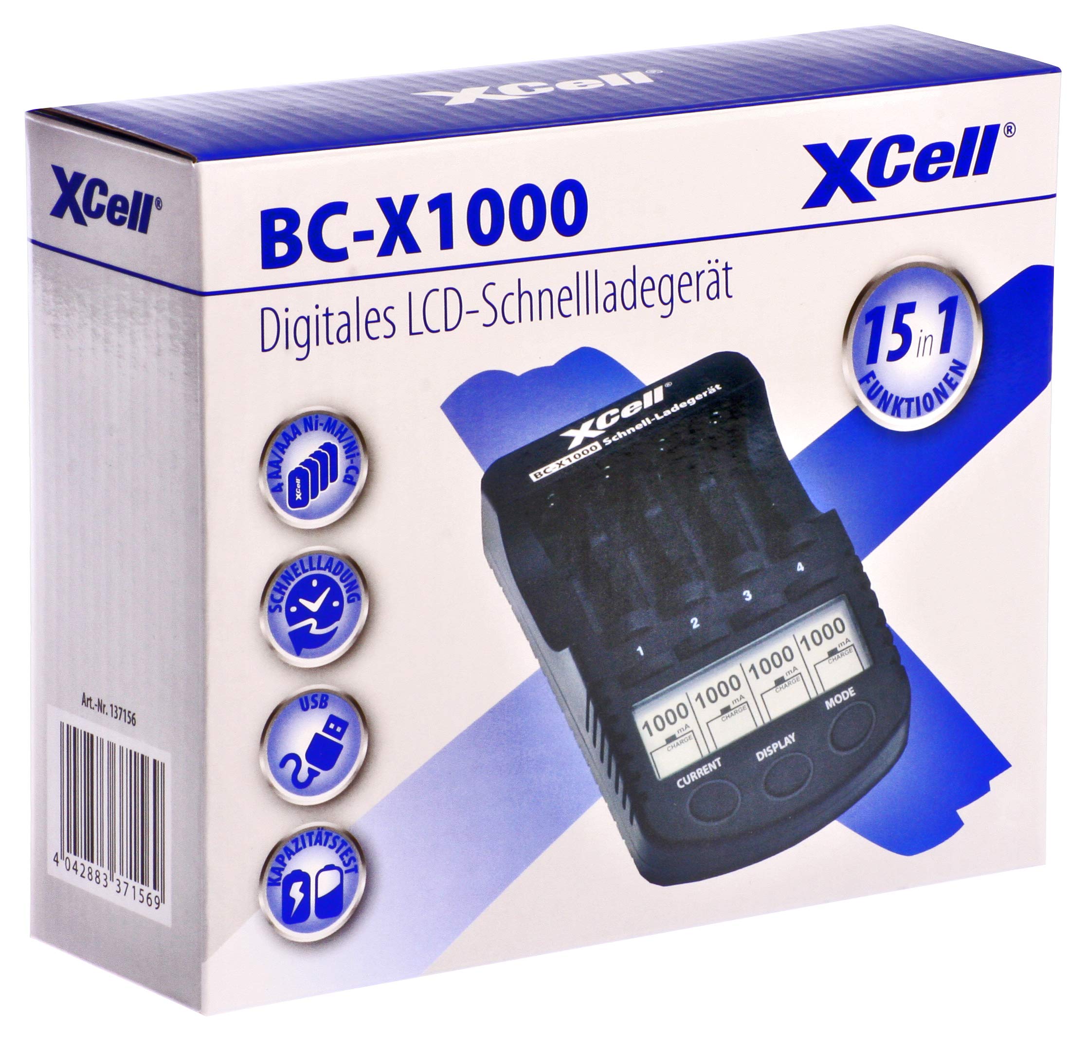 XCell BC-X1000 szybka ładowarka z wyświetlaczem LCD (do akumulatorów 1-4 AA i AAA Ni-MH/Ni-Cd)