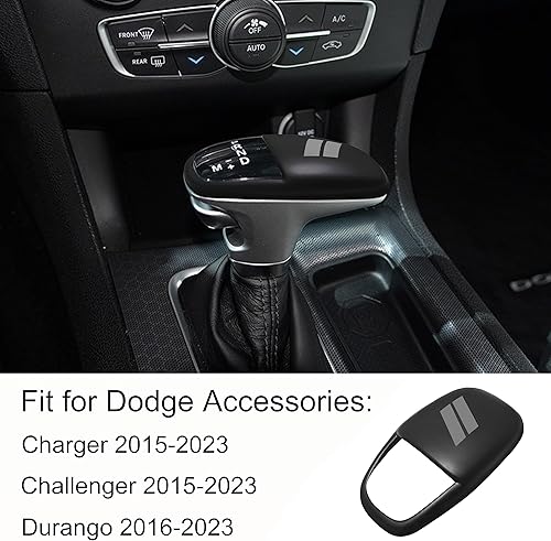 Miniatura 7 de SENSHINE Pomo de la palanca de cambios para Dodge Charger Challenger Accesorios 2015-2023 2024 Durango 2016-2024 ABS Interior Shell Inserto