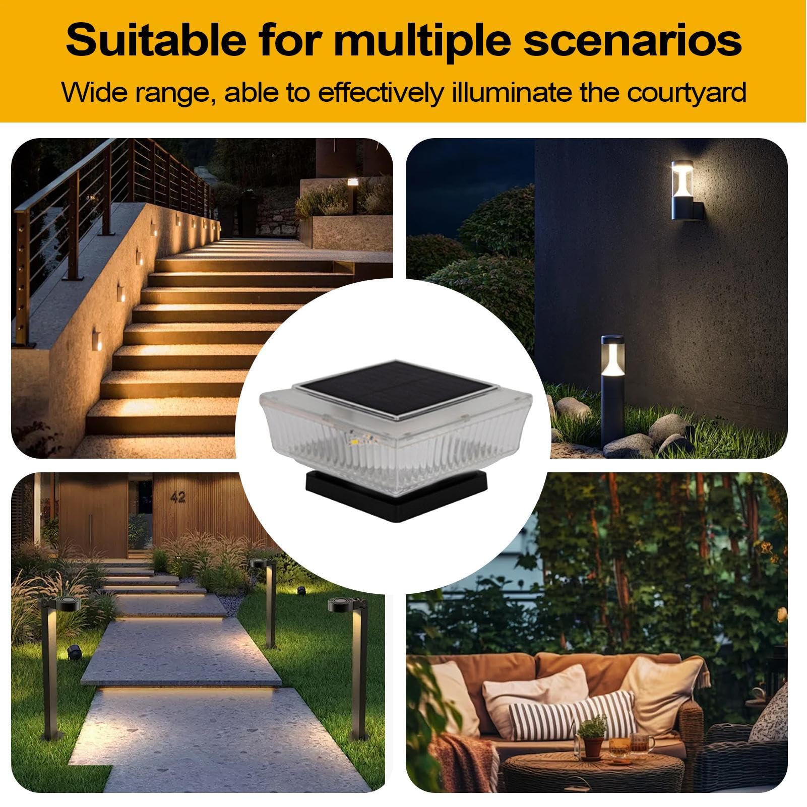 Genérico Luces Solares Para Vallas | 2 Unidades Luces Solar Para Terraza Impermeables - Lámpara LED Para Piscina Jardín Terraza Escaleras Puerta Sendero