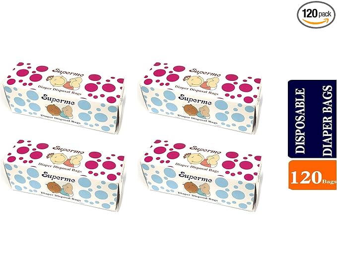 Bentalls Baby Diaper Disposal Bag, 4 Packs (120 Bags, Black)