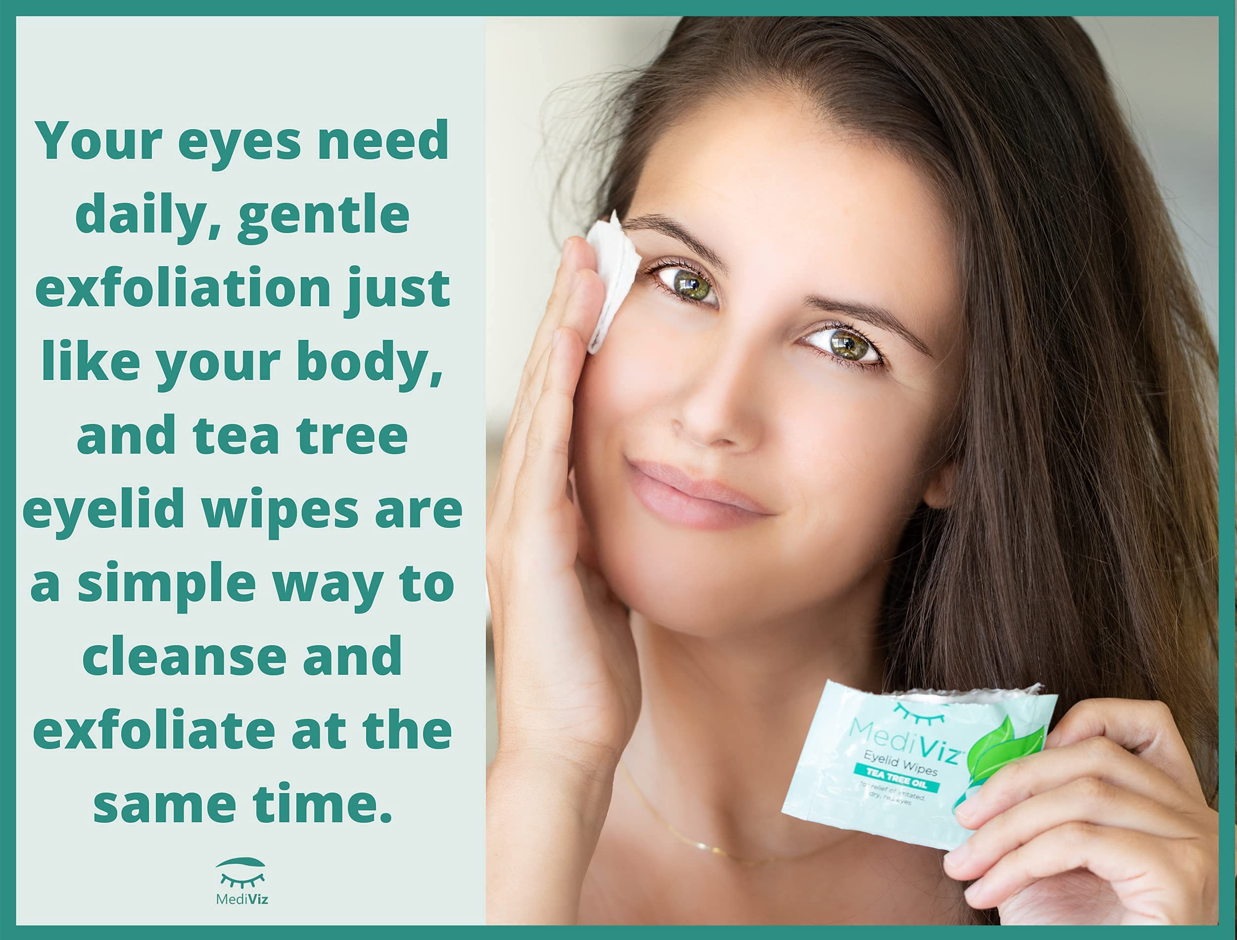 Mediviz Tea Tree Eyelid Wipes Exfoliating, Hypoallergenic Eyelid