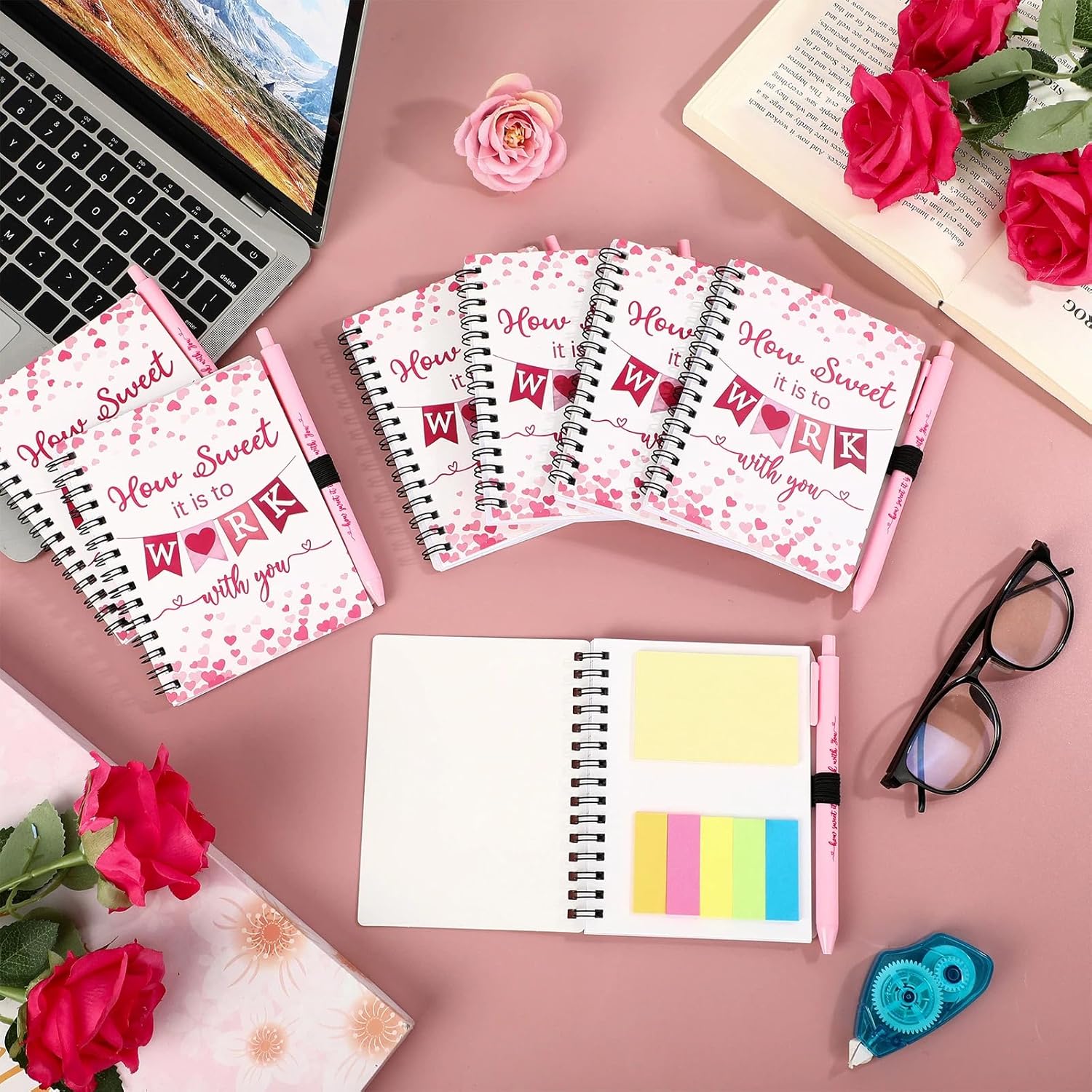 40 Pcs Coworker Valentine Gifts for Employee Bulk Spiral Notebooks with Sticky Notes Motivational Pens Valentines Appreciation Gift Party Favor for Office Team Staff Teacher Nurse Volunteer - Image 7