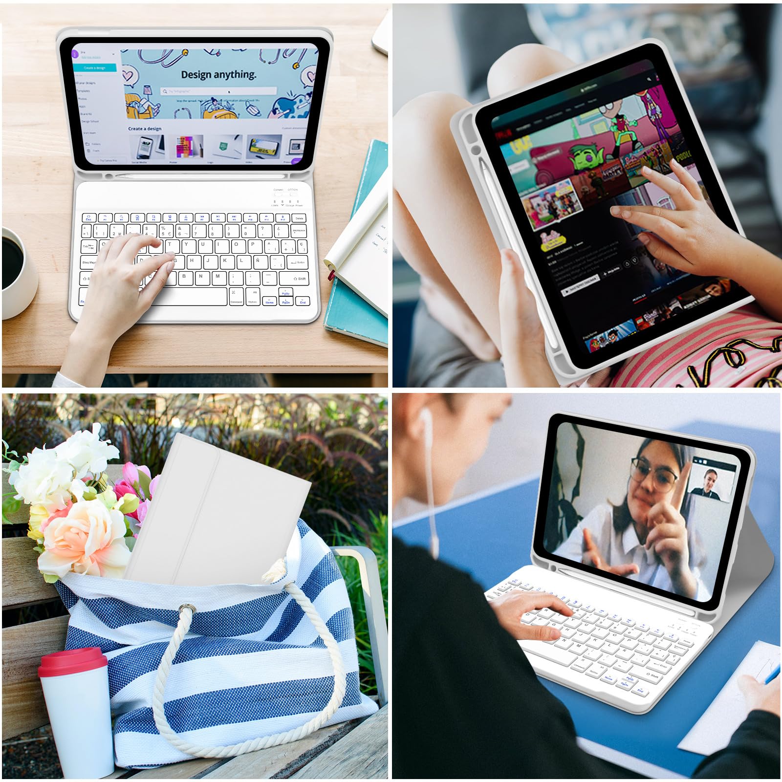 Lielax Funda Teclado para iPad 11.ª Gen (A16) / 10.ª Generación (11/10.9 Pulgadas) 2025/2022, Bluetooth Inalámbrico Desmontable Español Ñ Teclado para iPad 10/11 Gen, Gris