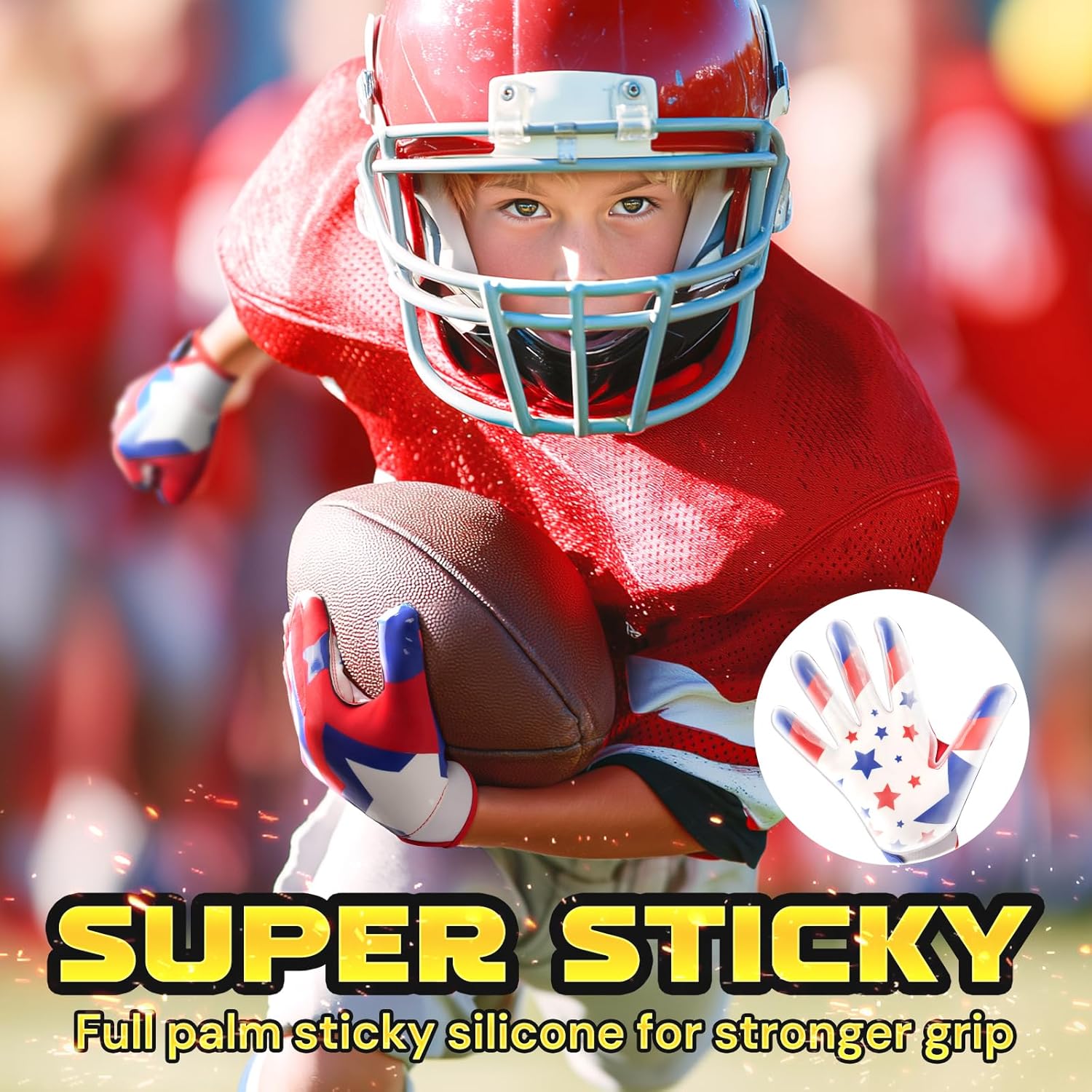ATERCEL Youth Football Gloves Kids Sticky Receiver Gloves Grip Football Glove for Boys Girls - Image 3