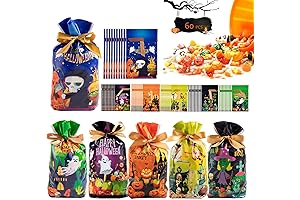 60 Pcs Halloween Drawstring Treat Bags- Trick or Treating Delights