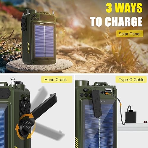 Miniatura 7 de Radio de manivela de emergencia R11 - 4000mAh14800mWh NOAASWAMFM, Solarmanivela de manocarga USB, receptor Bluetoothreproducción USBTF, con brújula,