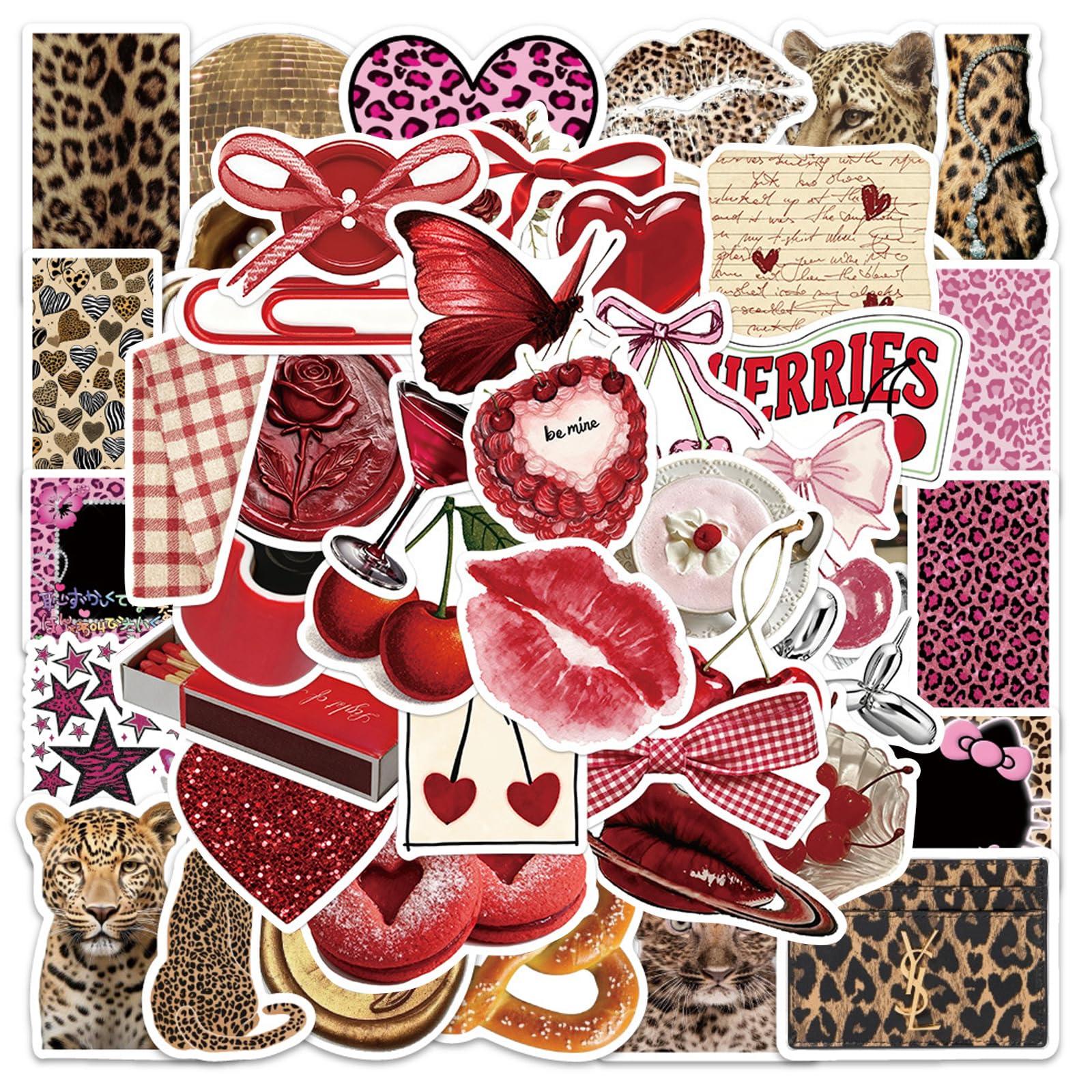 DAVBNM 100PCS Leopard Aesthetic Stickers Set–Trendy Leopard Print Waterproof Vinyl Stickers for Laptops, Water Bottles, Journals, Scrapbooks & Guitars, Gift for Girls, Teens & Adults