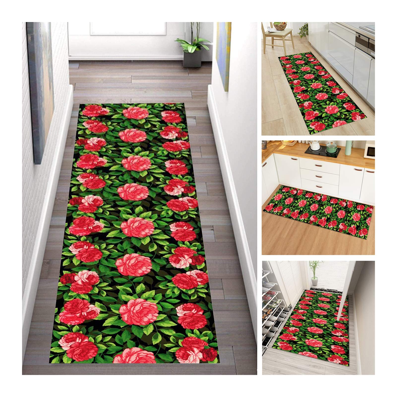 Tapis de hall lavable 0.6x4m avec support caoutchouc antidérapant