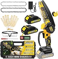 Vista 3 de XSEYE Mini motosierra inalámbrica de 6 pulgadas, sierra de cadena de batería pequeña de mano con lubricación automática, sierras eléctricas